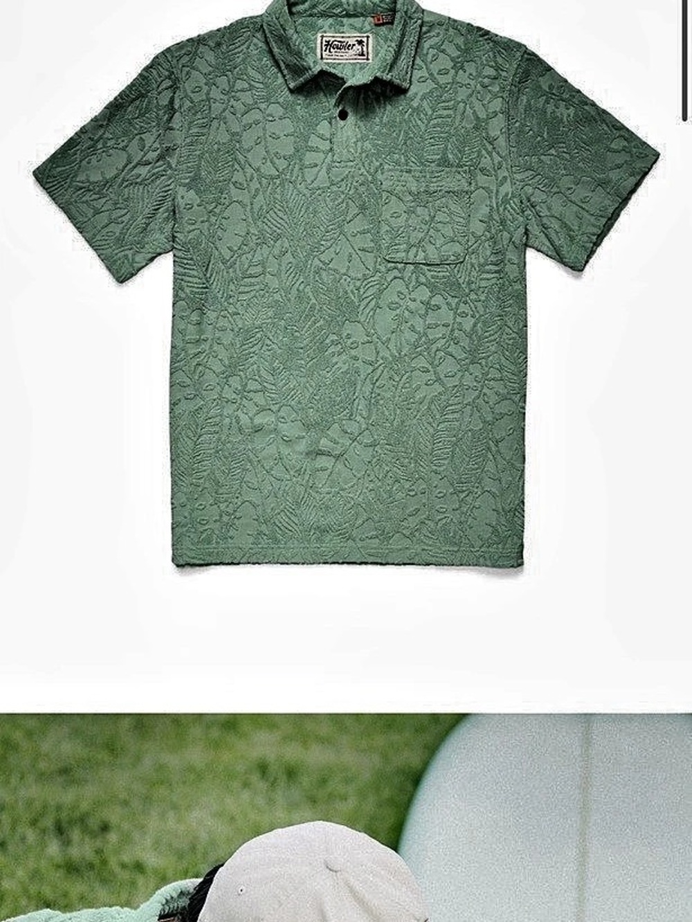 Howler Brothers Plusherman Terry Polo Leafy Lithographs/Minty Size Large